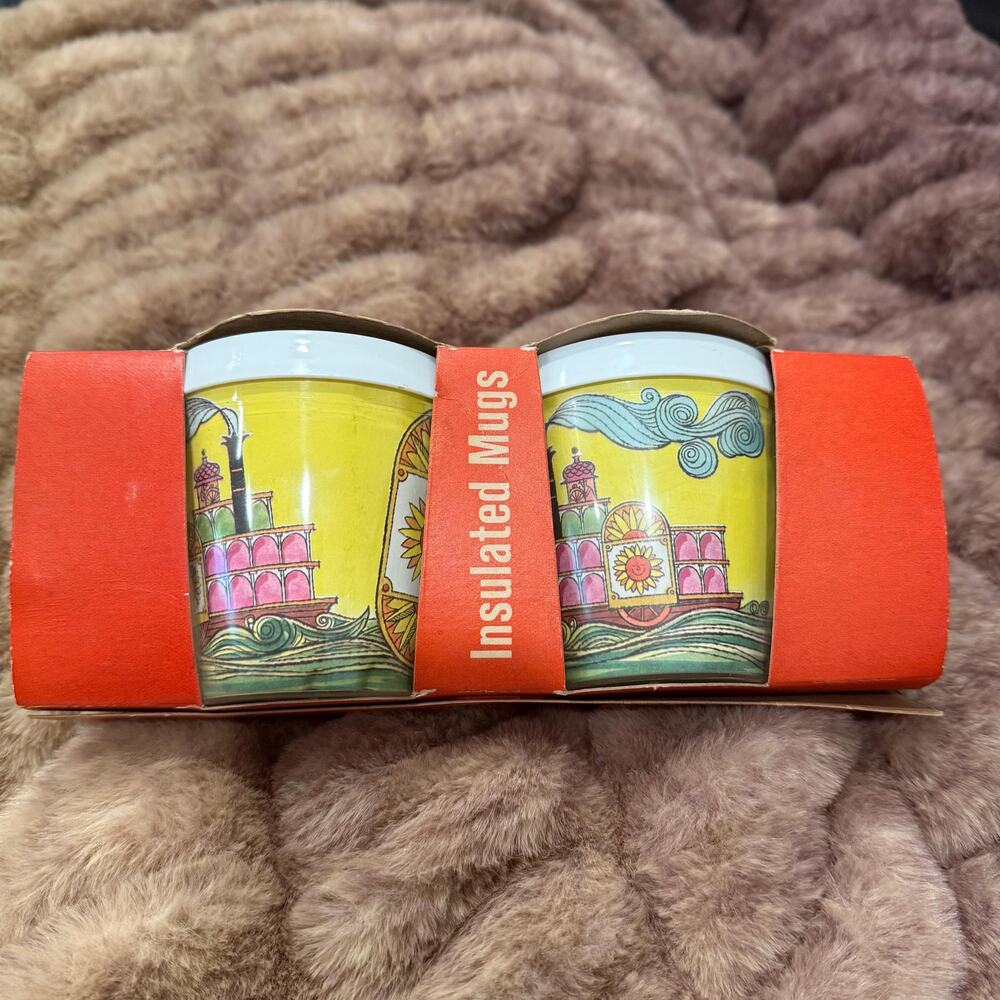 Vintage RCA Victor Dealer Promotional Insulated Coffee Mug Cup Set Unused RARE